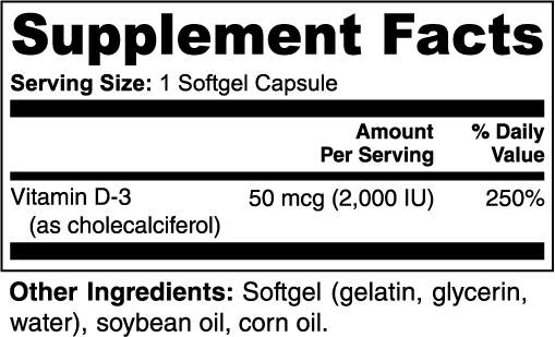Supplement Facts — Stryō Vitamin D3 2,000 IU