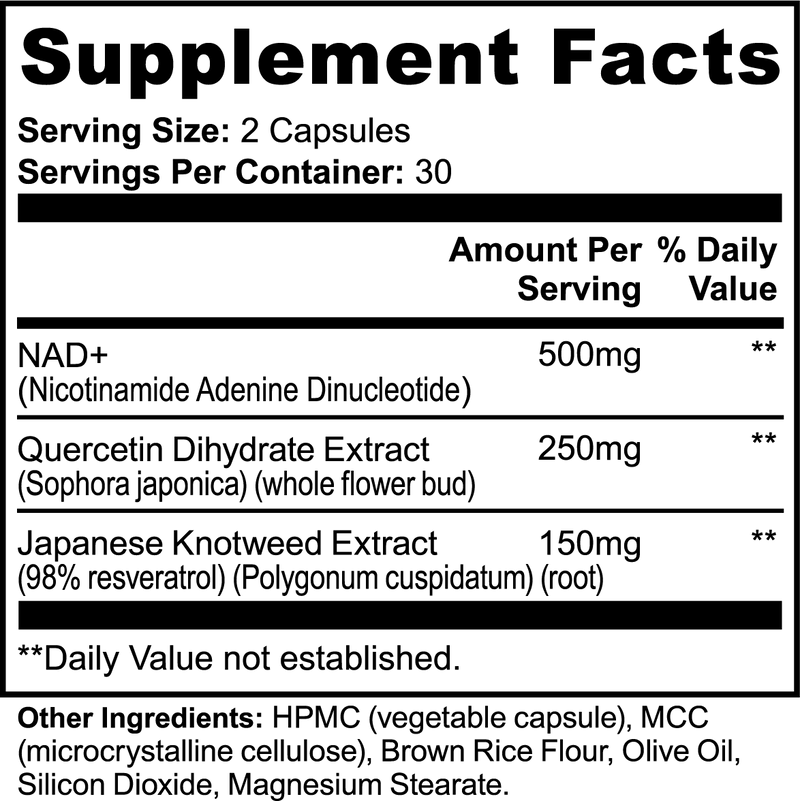 Supplement Facts — Stryō NAD+